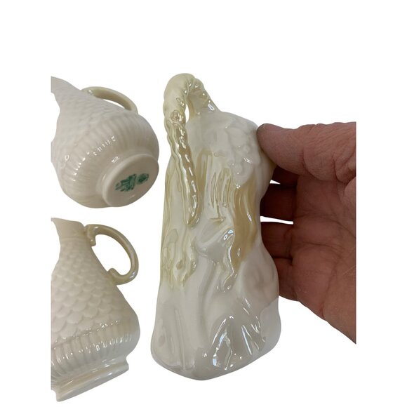 Lot Of 3 VTG Belleek Bone China Mini Pitchers Creamers Ireland 8809 Maiden - Picture 9 of 12